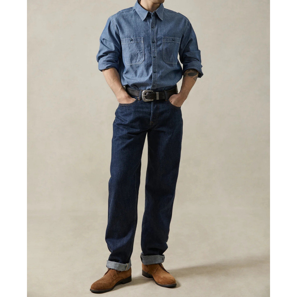 Military Wash Chambray Workshirt Washed Blue XXL TC Reproduction - Picture 4 of 7